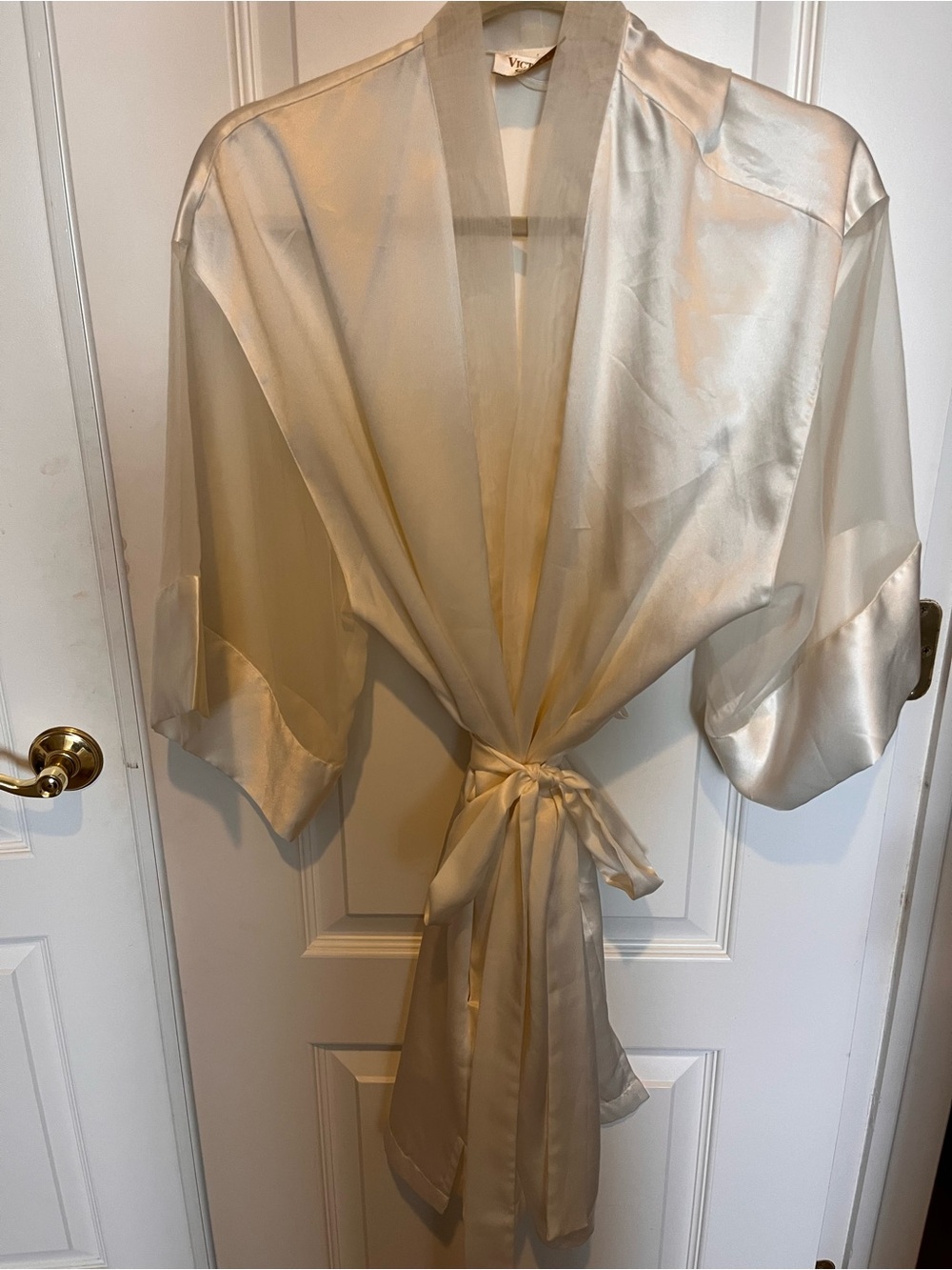 Victoria's Secret Ivory Satin Tie-Waist Robe